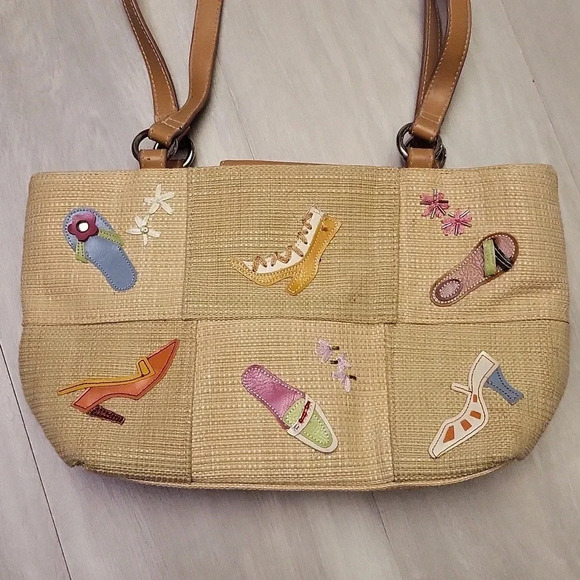 Womens Vintage Woven Straw Shoes‎ Flip Flops Boots Heels Multi Pocket Satchel - Picture 4 of 14